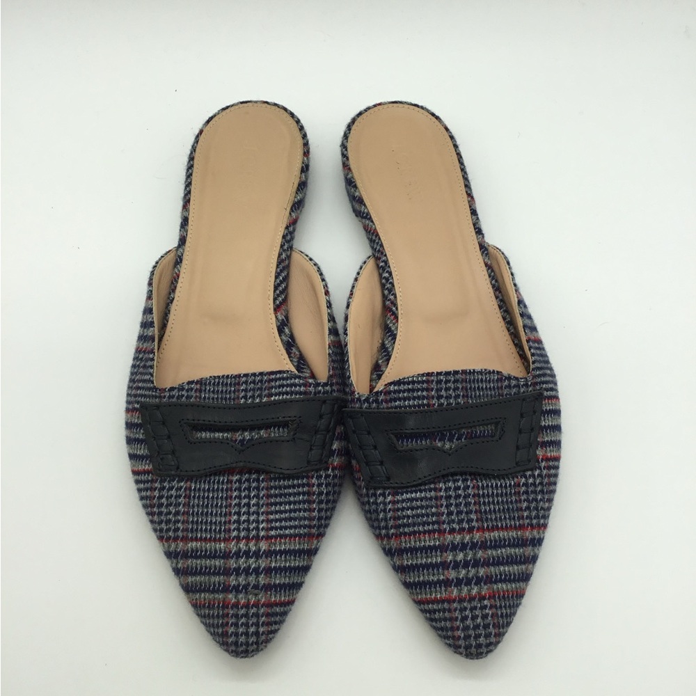 J. Crew Plaid Tweed Loafer‎ Mules
